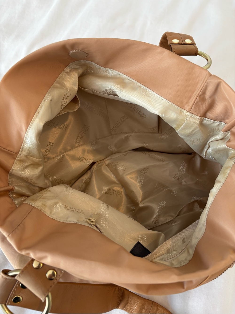 Kenneth Cole Tan Stud-Accent Tote Bag NWOT - Picture 8 of 15